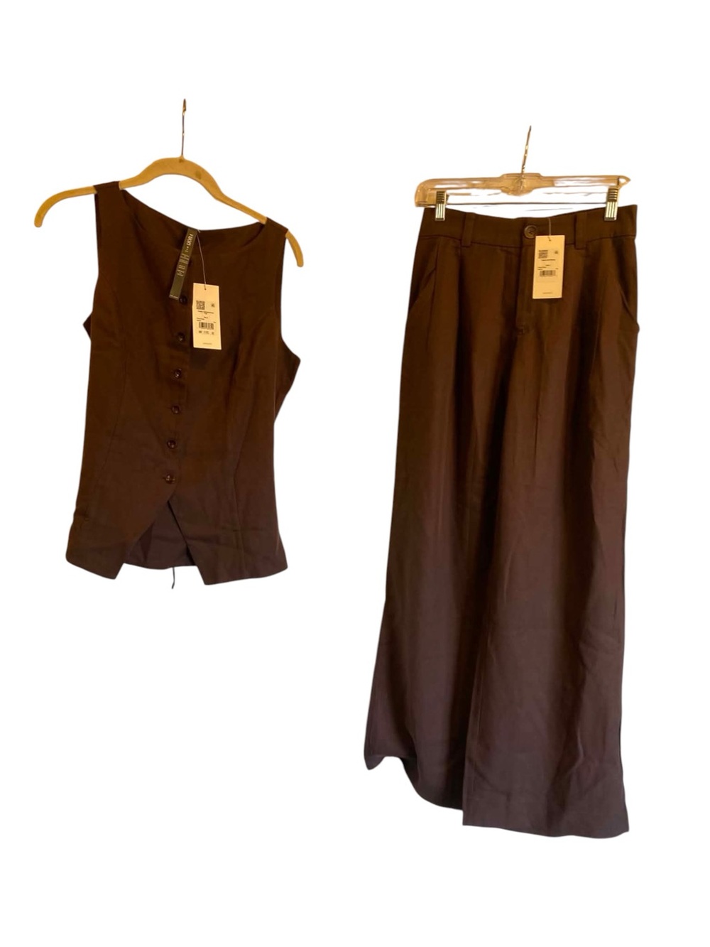 NWT Vuori Set Trestles Twill Wideleg/Button Down Tank FRENCH ROAST Size Small